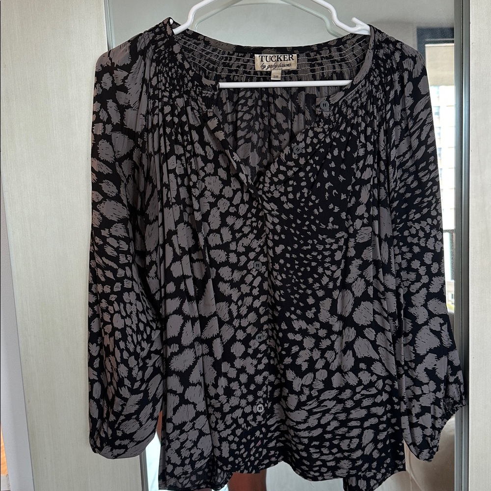 Tucker Black and Tan Floral Blouse
